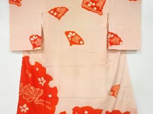 アンティーク　錦紗絞り檜扇に花模様長襦袢